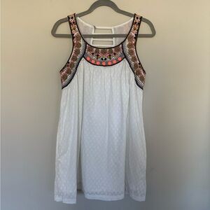 Embroidered Sleeveless White Anthropologie dress